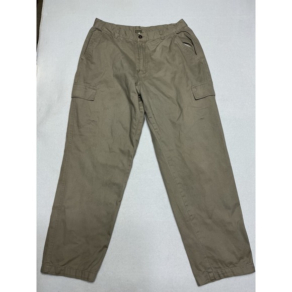 Lee Other - Lee Dungarees Mens Flannel Lined Cargo Pants Khaki Tan Plaid 36x32 RN34783